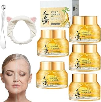 Ginseng Anti-wrinkle Serum and Cream, Ginseng Extract Liquid, Ginseng Extract Serum Oil for Tightening Sagging Skin Reduce Fine Lines (5Pcs-Cream)