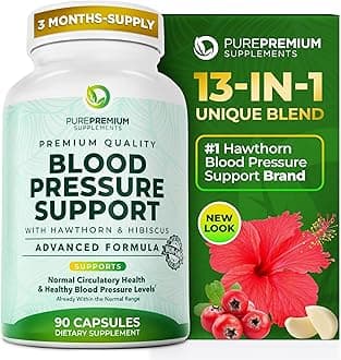 Blood Pressure Support Supplement with Hawthorn & Hibiscus (90 Caps)