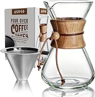 AGOGO Pour Over Coffeemaker Set Classic Series with Filter 8 Cup Slim Shape