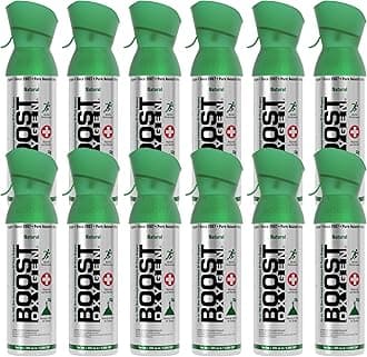 Boost Oxygen Medium Natural 5 Liter Canister | Respiratory Support for Aerobic Recovery, Altitude, Performance and Health (12 Pack)