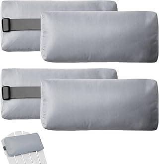 Chaise Lounge Head Pillow, 4 Pack Lounge Chair Pillows with Adjustable Strap Outdoor Longue Head Pillow Headrest Pillows for Patio Backyard Beach Pool Garden Recliner(Gray)