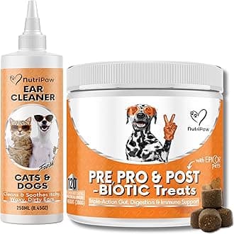 NutriPaw ClearEar Kit For Dogs - Drops to soothe Itchy, Waxy & Smelly Ears - Probiotic Chews for Gut Health, Gunky & Itchy Ears - Stop Head Shaking, Ear Scratching & Rubbing - Great for all dogs