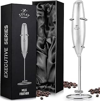 Zulay Executive Series Ultra Premium Gift Milk Frother - Coffee Frother Handheld Foam Maker For Lattes - Electric Milk Frother Handheld For Coffee - Silver