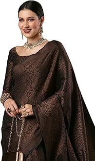 Indian Women's Sari with Woven Design, Banarasi Silk, with Unsewn Blouse Part (SOHNA2001)