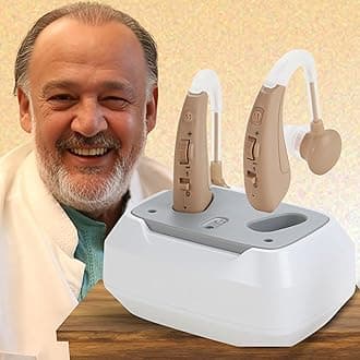 Aika 16-Channel Digital BTE Hearing Aid for Seniors with Tinnitus Masking, Active Noise Reduction, 4 Adaptive Modes, Rechargeable & Lightweight Design – Beige (1 Set for Both Ears)