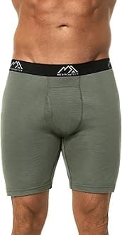 Merino Wool Boxer Briefs Breathable Dry Fit (Grey Green 1 Pack, Small)