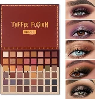 UCANBE Toffee Fusion Nude Eyeshadow Palette, 48 Neutral Shades Naked Eye Shadow Makeup Pallet, High Pigmented Matte Glitter Shimmer Make Up Kit for Women Girls