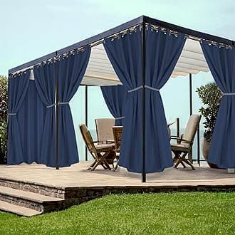 Grommet Outdoor Curtains for Patio Waterproof 8 Pcs All Weather Balcony Outside Curtains for Apartments, Gazebo, Pergolas, Porch, 54x108 Inch, Navy