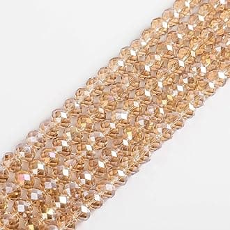 Novborcz 4mm Silver Champagne AB Rondelle Glass Beads for Jewelry Making 1200pcs Faceted Briolette Shape Crystal Spacer Beads Assortments Supplies Accessories for Bracelet Necklace for Wholesale