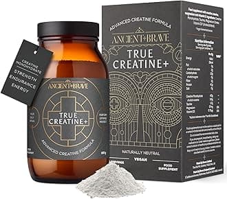 – Ancient + Brave True Creatine+ - 180g - Premium Creatine Monohydrate Powder - 100% Micronised - High Performance, Strength Building - Muscle Recovery, Cognitive Function & Wellness