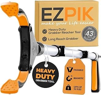 EZPIK Pro 43" Foldable Grabber Reacher Tool for Seniors - Grabbers for Elderly Reaching Tool Heavy Duty Pickup Trash Picker Upper Equipment - Claw Grabber Stick for Reaching Aids, Weed Gripper