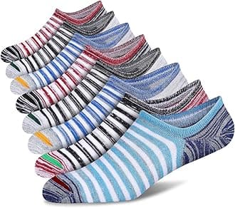 Mens No Show Cotton Socks 8 Pack Low Cut Casual Sock with Non-Slip Grips