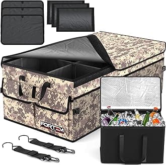 Car Trunk Organizer with Cooler, Car Storage Organizer, Collapsible Multi Compartment Car Organizer, SUV Trunk Organizer, Non Slip Bottom, Adjustable Straps, Foldable Cover (Desert, X-Large)