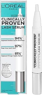 Lash Serum, Clinically Proven Hyaluronic Acid Lash Serum, For Stronger, Thicker-Looking Lashes, Fortified, Less Lash Loss & Fuller Fringe With Castor Oil