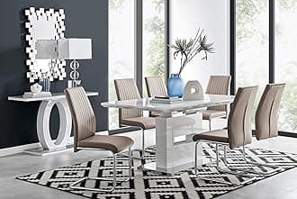 Furniturebox UK Arezzo Large Extending Dining Table and 6 Cappuccino Lorenzo Chairs Set