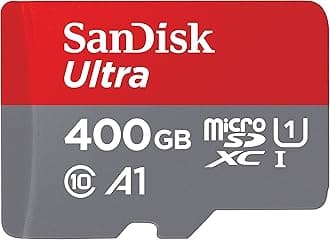 SanDisk Ultra 400GB microSDXC Memory Card Plus SD Adapter with A1 App Performance Up to 120 MB/s, Class 10, U1, Red/Grey