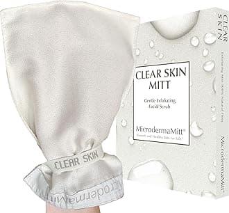 Clear Skin Exfoliating Mitt for Face, Lips, Neck - Gentle Dead Skin Remover & Facial Scrub Clears Blackheads, Unclogs Pores, Evens Skin Tone & Texture, Lips Scrub Care, Lip Exfoliator