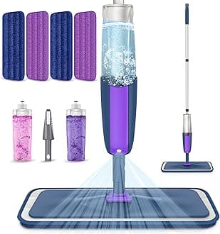 Spray Mops for Hardwood Floor Cleaning- Microfiber Wood Floor Mop with 2X Bottles 4X Reusable Washable Mop Pads Refills Fit for Swiffer Power Mop,Wet Dry Jet Mops for Laminate Tile Floors