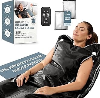 Lifepro BioRemedy Plus Infrared Sauna Blanket – Available in 5 Colors – Portable Far Infrared Home Sauna Bag for Detox, and Relaxation – Adjustable Temp (86–158°F) & Timer – Includes Detox Wraps