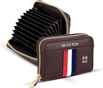 Storite PU Leather RFID Card Holder Wallet | 9 Slot Credit, Debit & ID Card Organizer with Zipper Coin Purse for Men & Women – Brown (10.75 x 8 x 2.5 cm)