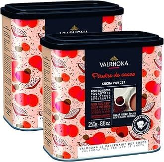 Valrhona Dark French Cocoa Powder. Chef’s Choice Cocoa Powder. Warm, Red Color, Pure, Dark, Intense Flavor. Poudre de Cacao. Great for Desserts and Hot Chocolate. Kosher. 250g (Pack of 2)