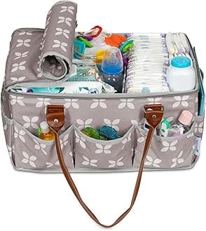 MotephExtra Large Diaper Caddy with Zip-Top Cover (Without Changing Mat - Tan Color)