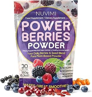 NUVIMIBerries Superfood Powder 150g, Immune Support Food and Dietary Supplement, 8 Vegan Superfoods Smoothie Mix for Nutritional Shakes, Juice Drink & Beverages