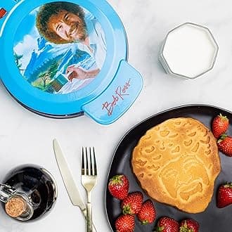 Uncanny Brands Bob Ross Waffle Maker - Bob's Iconic Face on Your Waffles - Waffle Iron