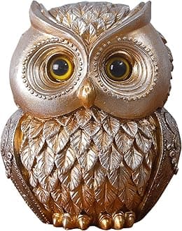Artpaul Owl Decorations for Home Small Owl Decor Figurines Shelf Decor Home Office Living Room Decorations Birthday Gifts(Gold)