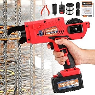 Automatic Rebar Tier 0.3"-1.3" Rebar Tie Rebar Tying Gun + 4400mAh Rechargeable Battery + 2PCS Rebar Tie Wire Rebar Tier Tying Machine 0.8S a Knot (RED)