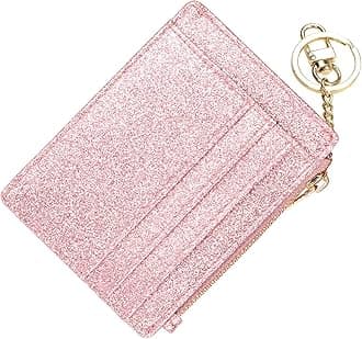 Slim RFID Credit Card Holder for Women Mini Front Pocket Wallet Purse With Keychain