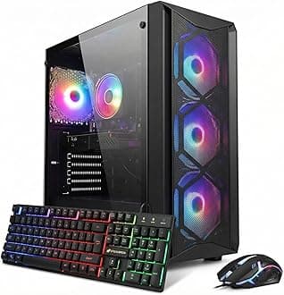 Gaming PC Computer Desktop, Intel Core i7 8th Gen up to 4.1G, GeForce RTX 3050 6G, 16G DDR4, 512G SSD, WiFi 6, BT 5.2, RGB Fan x6, Windows 11 Home