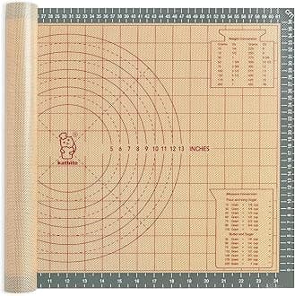 katbite Silicone Pastry Mat Non Stick, Silicone Baking Mat 26" x 16" with Measurement, Non-Slip Dough Rolling Mat for Counter, Oven Liner, Pie Crust, Reusable Fondant Mat Extra Thick
