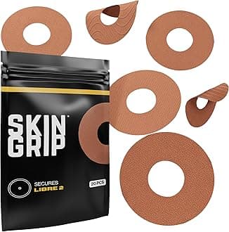Skin Grip CGM Patches for Infusion Set or Freestyle Libre (20-Pack), Waterproof & Sweatproof for 10-14 Days, Pre-Cut Adhesive Tape, Continuous Glucose Monitor Protection (Chocolate)