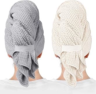 2-Pack Large Microfiber Hair Towel Wraps, Super Absorbent & Quick Dry - Anti-Frizz for Wet Curl & Straight Hair - 27.5''*39.4''