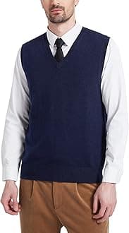 Men’s Wool Blend Sweater Vest Sleeveless Jumper V Neck Pullover Smart Casual Knitwear