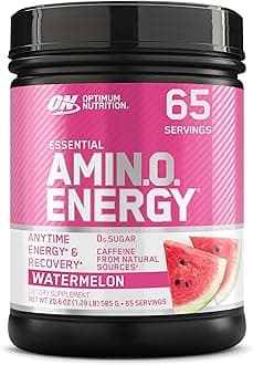 Optimum Nutrition Amino Energy - Pre Workout with Green Tea, BCAA, Amino Acids, Keto Friendly, Green Coffee Extract, Energy Powder - Watermelon, 65 Servings