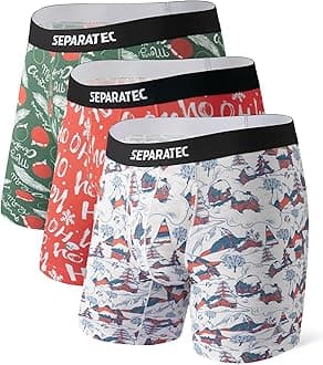 SeparatecMen’s Underwear Support Ball Pouch Boxer Briefs Moisture Wicking Prints Bamboo Rayon Underwear 3 Packs