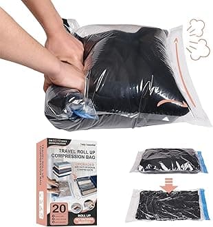 Cozy Essential Compression Bags for Travel - Travel Essentials - 20 Pack Space Saver Bags - No Vacuum Needed - Compression Packing Bags for Cruise Accessories