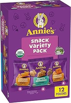 Annie's Organic Variety Pack, Cheddar Bunnies, Bunny Grahams and Cheddar Squares, 12 Pouches, 11 oz