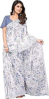 Hikyskin Yashika Women's Trendy Printed Georgette Red Color Saree with Blouse Material