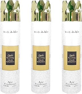 Ard Al Zaafaran Room Spray Air Fresheners Oud/Musk/Woody/Rose Scent Perfume for Home/Car/Office Pack of 3Pcs of 300ml Sprays from UAE (Oud Romancea)