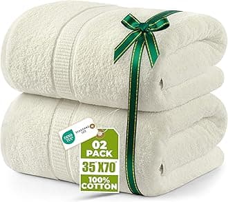 Utopia Towels - Premium Jumbo Bath Sheet (90 x 180 cm, 8 Pack) - 100% Ring Spun Cotton Highly Absorbent and Quick Dry Extra Large Bath Sheet - Super Soft Hotel Quality Towel (Ivory)
