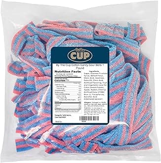 By The Cup Cotton Candy Sour Belts, 1 lb Bulk Bag