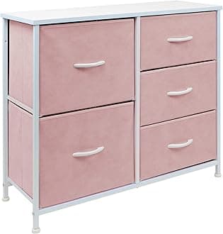 Sorbus Kids Dresser with 5 Drawers - Storage Chest Organizer Unit with Steel Frame, Wood Top & Handles, Tie-dye Fabric Bins for Clothes - Wide Furniture for Bedroom Hallway Kids Room Nursery & Closet