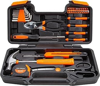 Orange 39-Piece Tool Set - General Household Hand Tool Kit with Plastic Toolbox Storage Case