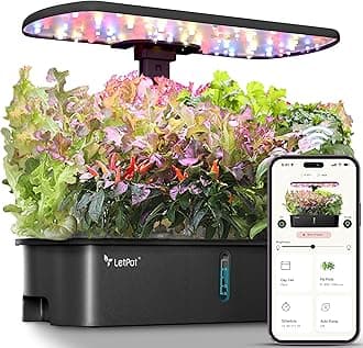LPH-Air Hydroponics Growing System Kits, APP & WiFi Controlled Smart Indoor Garden with 24W Grow Light Full Spectrum, 10 Pods Planter Indoor Gardening for Gifts, Kitchen, Vegetable (Black)