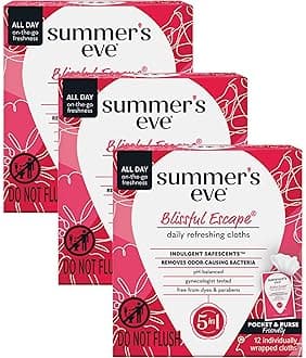 Summer's Eve Blissful Escape Daily Refreshing Feminine Wipes, Removes Odor, pH Balanced, 12 Count, 3 Pack