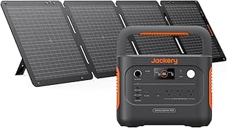 Jackery Solar Generator 1000 v2 with 100W Solar Panel,1070Wh Portable Power Station LiFePO4 Battery,1500W AC/100W USB-C Output,1Hr Fast Charge for Outdoor,Off-Grid Living,RV,Emergency