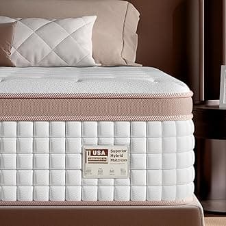 Mattress King Size 14 Inch - Premium Hybrid Mattress In a Box for Back & Lumbar Support, 366 Night Trial, Individual Pocket Spring Bed for Fiberglass-Free & Motion Isolation, CertiPUR-US Certified